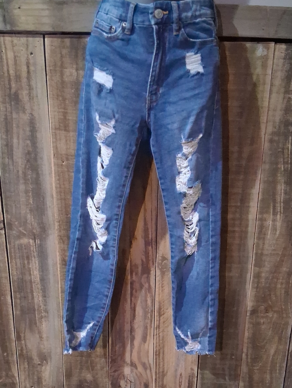 Aeropostale Distressed High-Rise Dark Blue Ripped Jeans